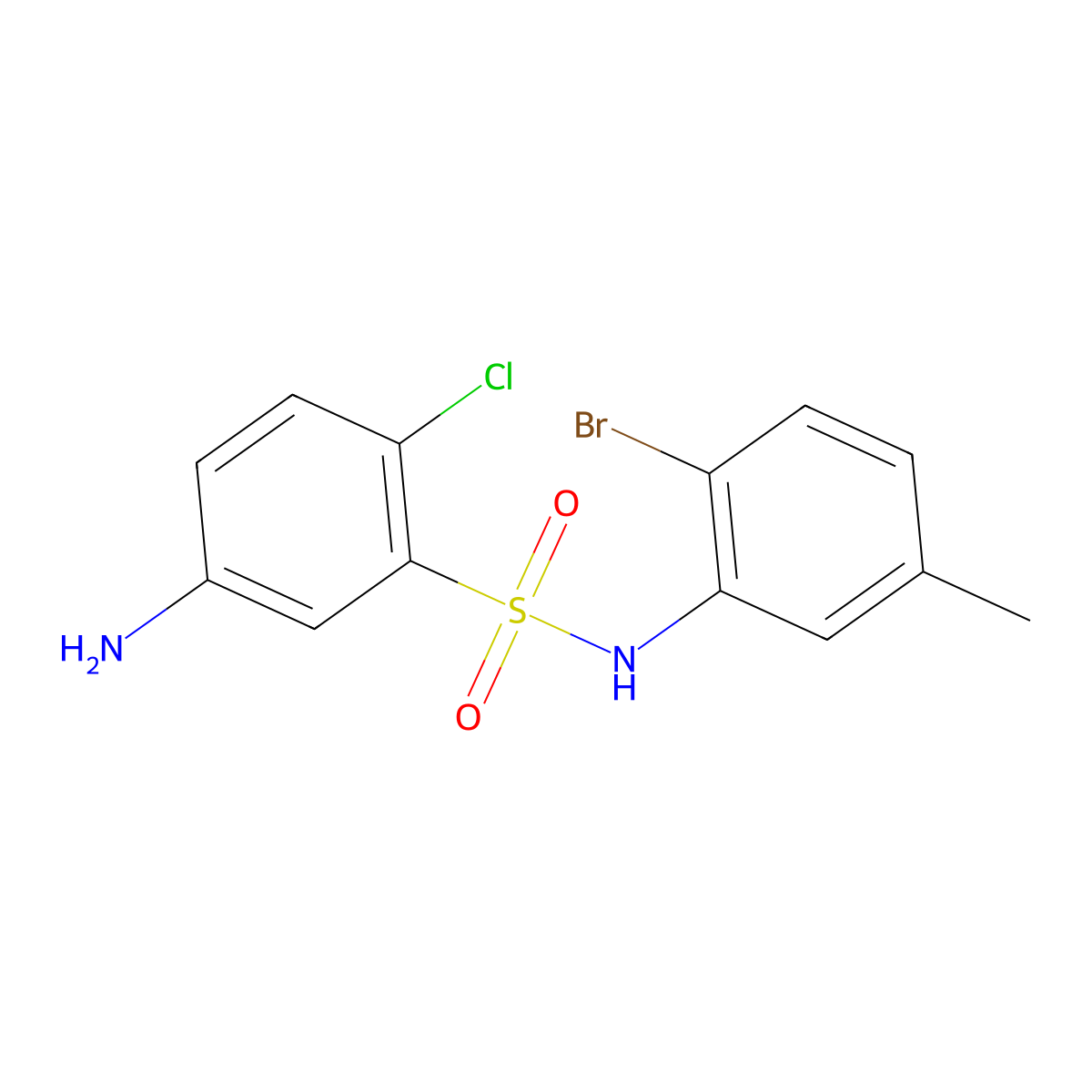 5-amino-N-(2-bromo-5-methylphenyl)-2-chlorobenzene-1-sulfonamide molecular structure, CAS 522606-36-6