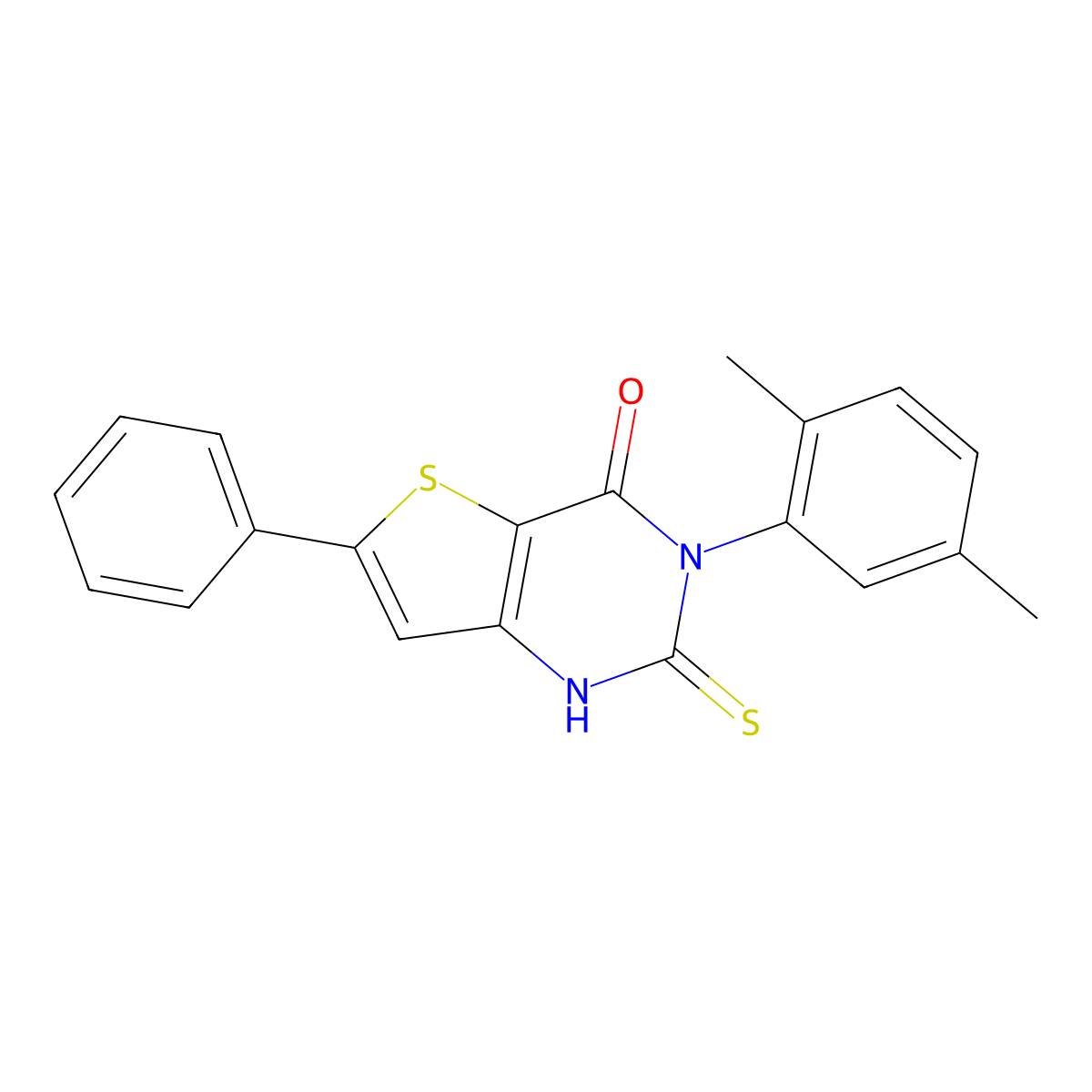 3-(2,5-dimethylphenyl)-6-phenyl-2-sulfanyl-3H,4H-thieno[3,2-d]pyrimidin-4-one molecular structure, CAS 522606-38-8