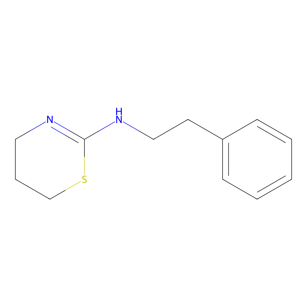 4H-1,3-Thiazin-2-amine, 5,6-dihydro-N-(2-phenylethyl)- molecular structure, CAS 522606-42-4