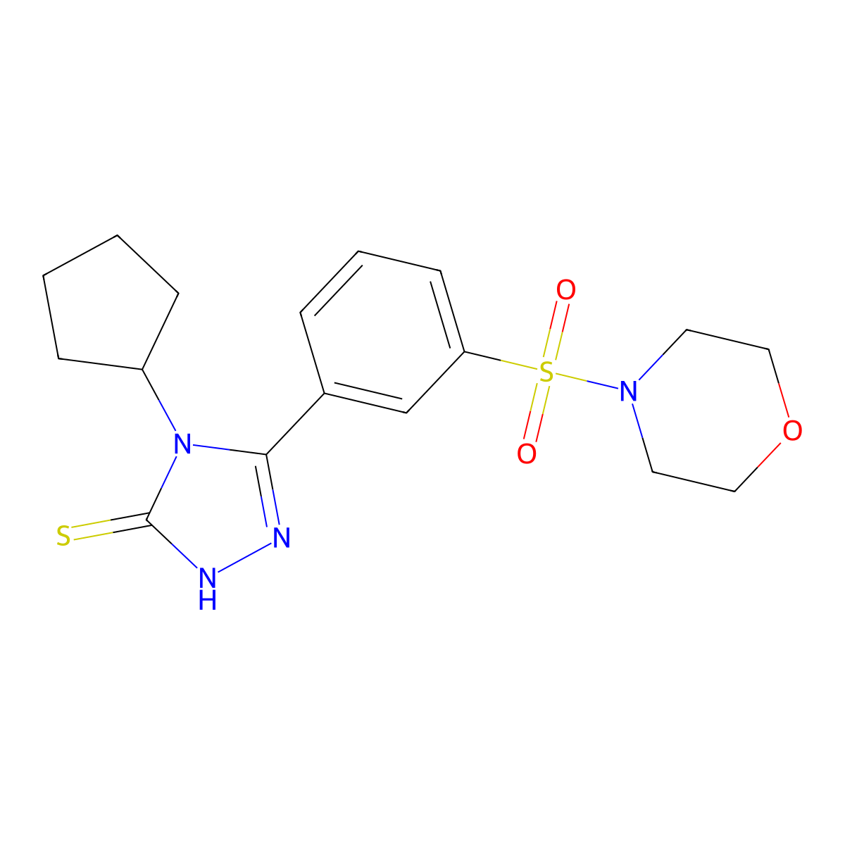 4-cyclopentyl-5-[3-(morpholine-4-sulfonyl)phenyl]-4H-1,2,4-triazole-3-thiol molecular structure, CAS 522606-45-7