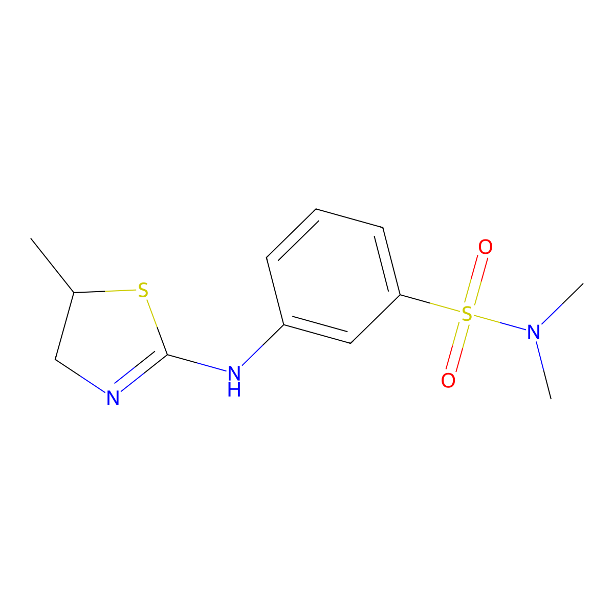 N,N-dimethyl-3-[(5-methyl-4,5-dihydro-1,3-thiazol-2-yl)amino]benzene-1-sulfonamide molecular structure, CAS 522606-84-4
