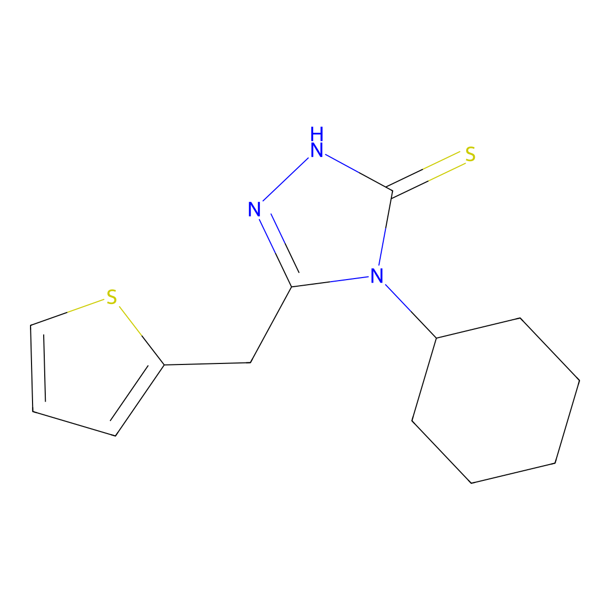 4-cyclohexyl-5-(thiophen-2-ylmethyl)-4H-1,2,4-triazole-3-thiol molecular structure, CAS 522606-85-5