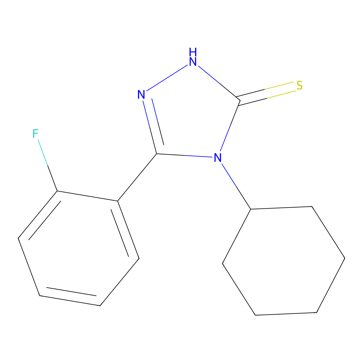 4-cyclohexyl-5-(2-fluorophenyl)-4H-1,2,4-triazole-3-thiol molecular structure, CAS 522606-86-6