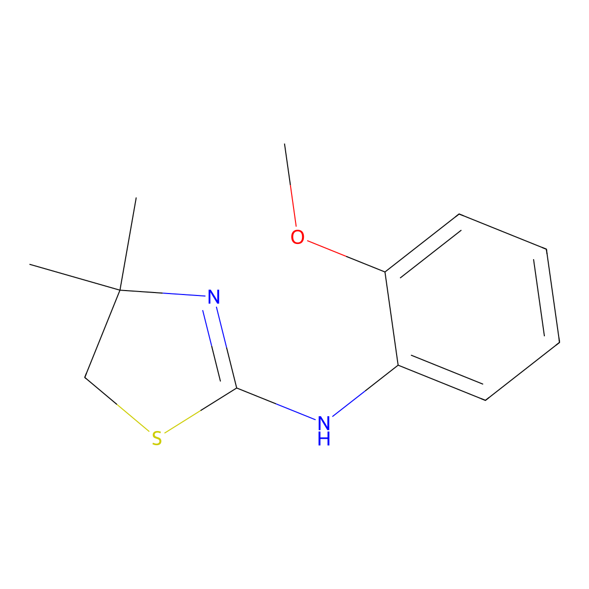 N-(2-methoxyphenyl)-4,4-dimethyl-4,5-dihydro-1,3-thiazol-2-amine molecular structure, CAS 522607-01-8