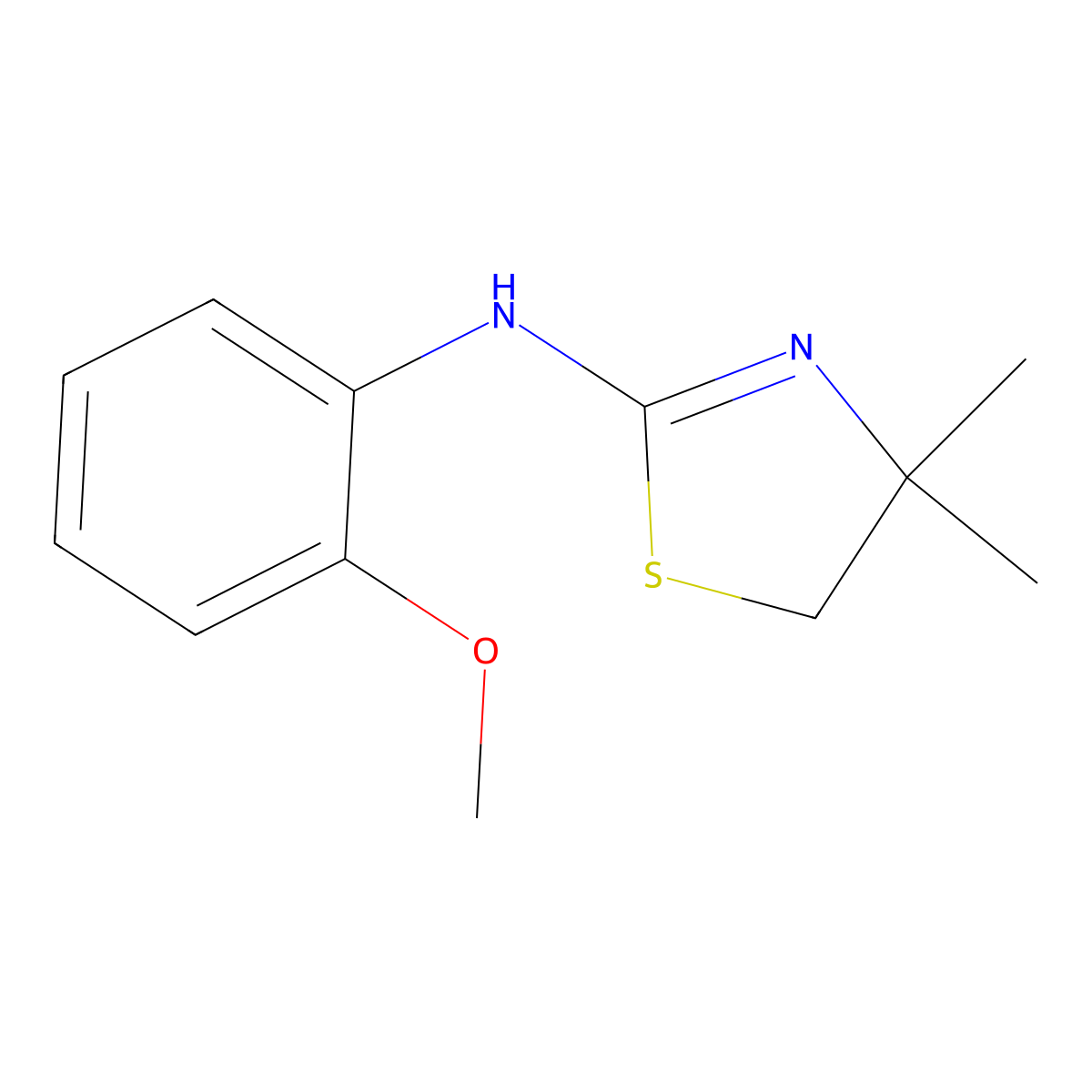 N-(2-methoxyphenyl)-4,4-dimethyl-4,5-dihydro-1,3-thiazol-2-amine molecular structure, CAS 522607-01-8