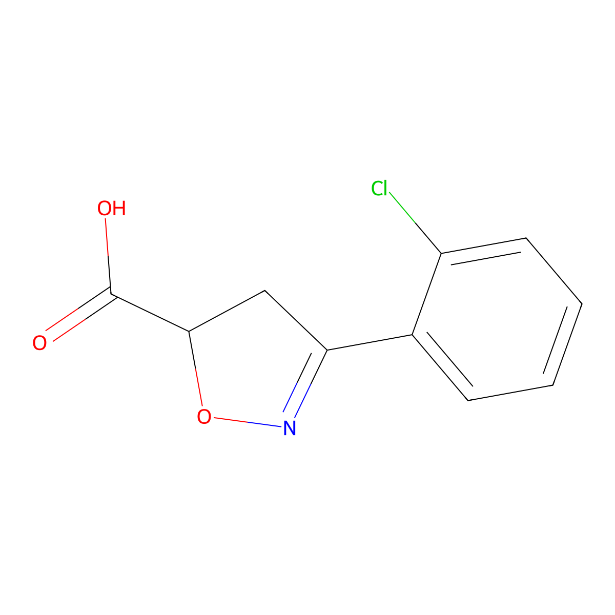 3-(2-Chlorophenyl)-4,5-dihydroisoxazole-5-carboxylic acid molecular structure, CAS 522615-29-8