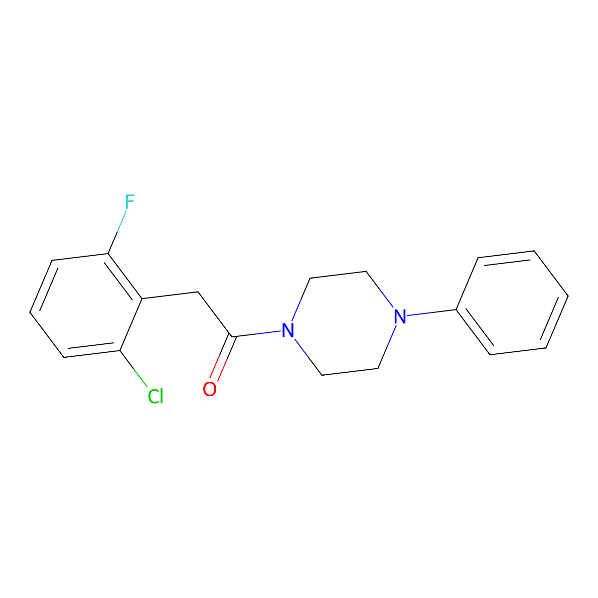 2-(2-Chloro-6-fluorophenyl)-1-(4-phenylpiperazin-1-yl)ethanone molecular structure, CAS 522618-19-5
