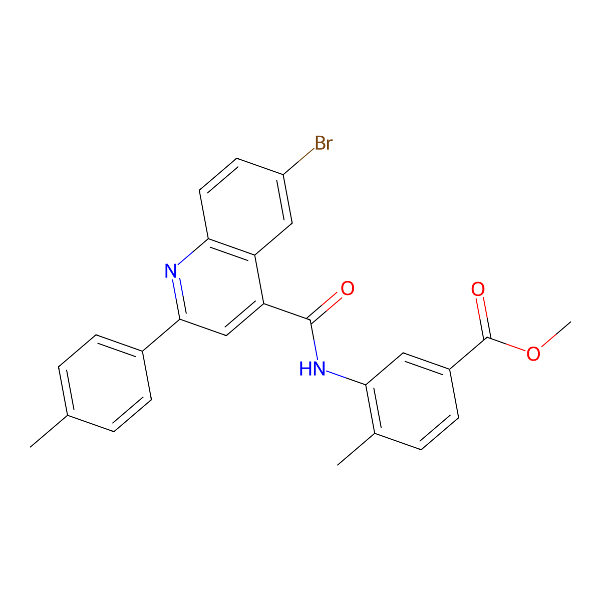 Methyl 3-[[6-bromo-2-(4-methylphenyl)quinoline-4-carbonyl]amino]-4-methylbenzoate molecular structure, CAS 522618-28-6