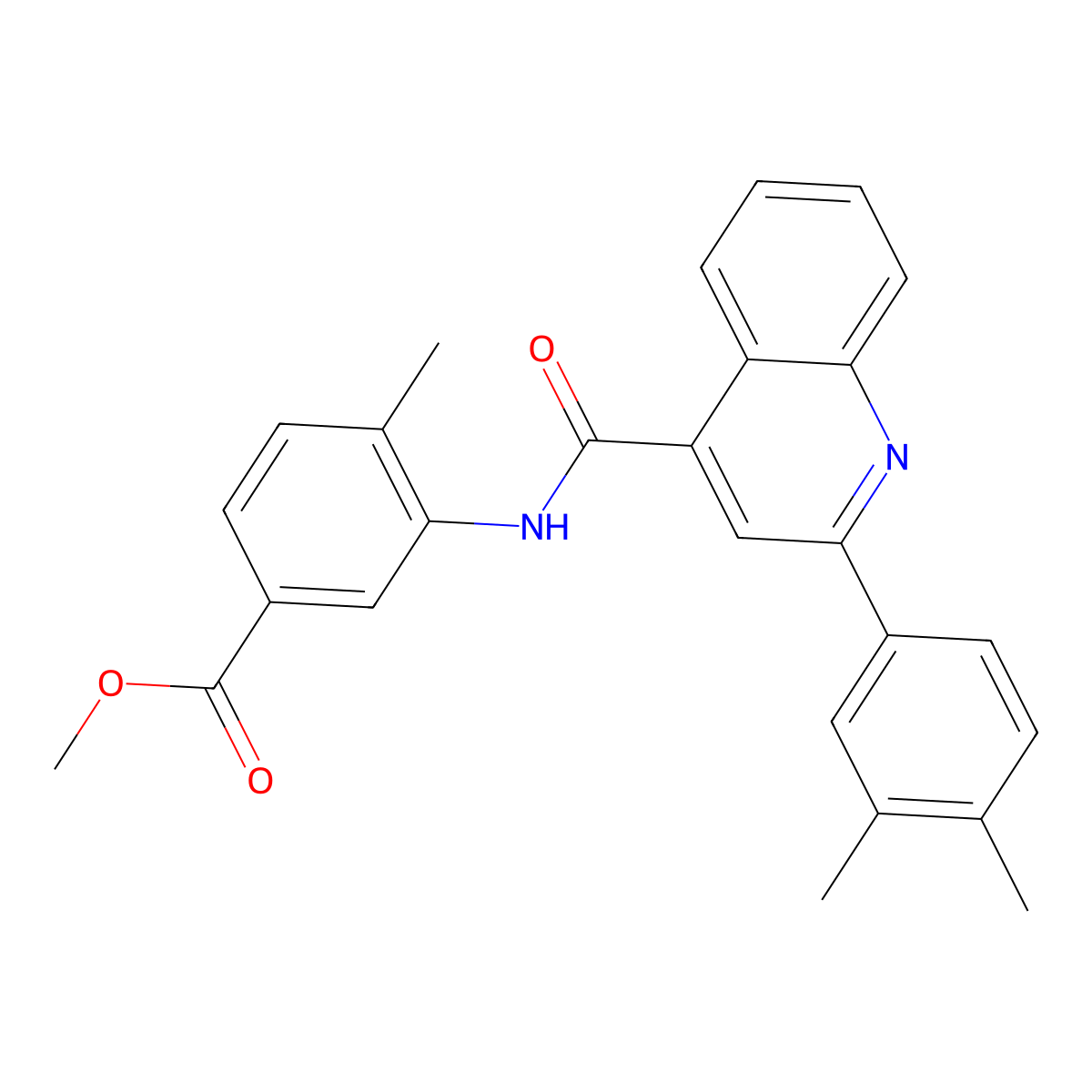 Methyl 3-[[2-(3,4-dimethylphenyl)quinoline-4-carbonyl]amino]-4-methylbenzoate molecular structure, CAS 522618-29-7