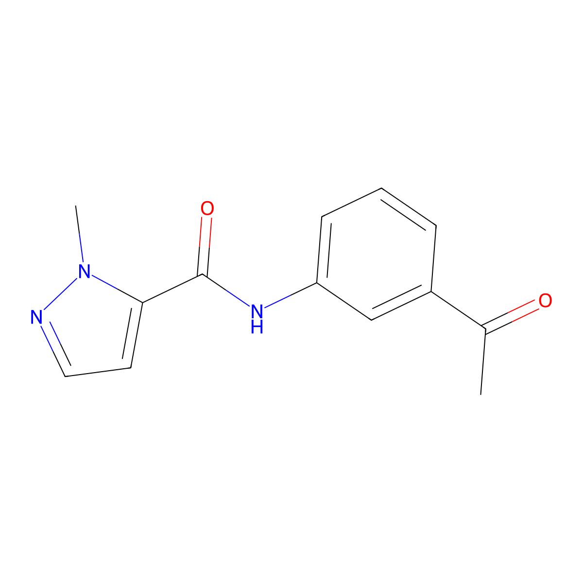 N-(3-acetylphenyl)-1-methyl-1H-pyrazole-5-carboxamide molecular structure, CAS 522619-31-4