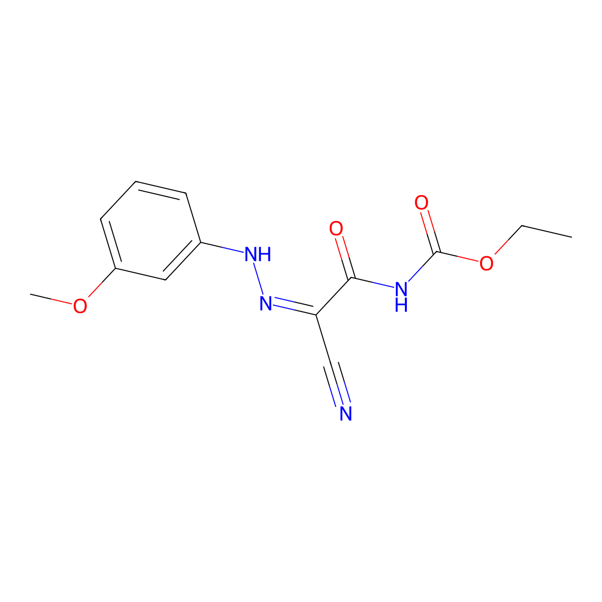 ethyl N-{cyano[2-(3-methoxyphenyl)hydrazin-1-ylidene]carbonyl}carbamate molecular structure, CAS 52262-79-0
