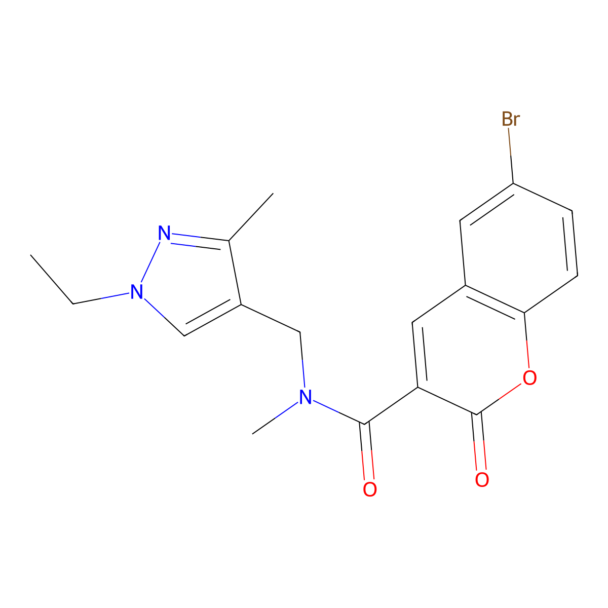 6-bromo-N-[(1-ethyl-3-methylpyrazol-4-yl)methyl]-N-methyl-2-oxochromene-3-carboxamide molecular structure, CAS 522620-48-0
