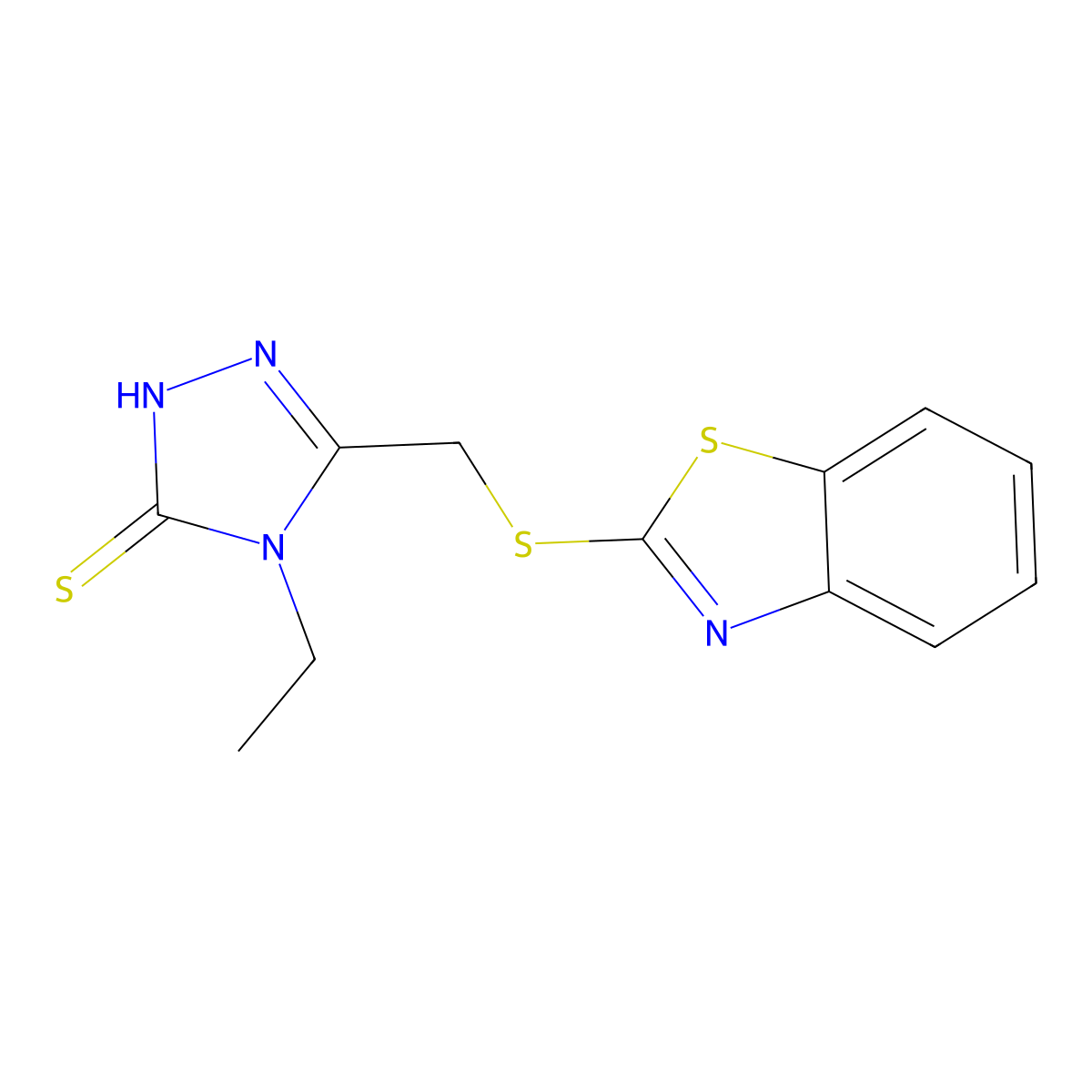 5-[(1,3-benzothiazol-2-ylsulfanyl)methyl]-4-ethyl-4H-1,2,4-triazole-3-thiol molecular structure, CAS 522624-32-4