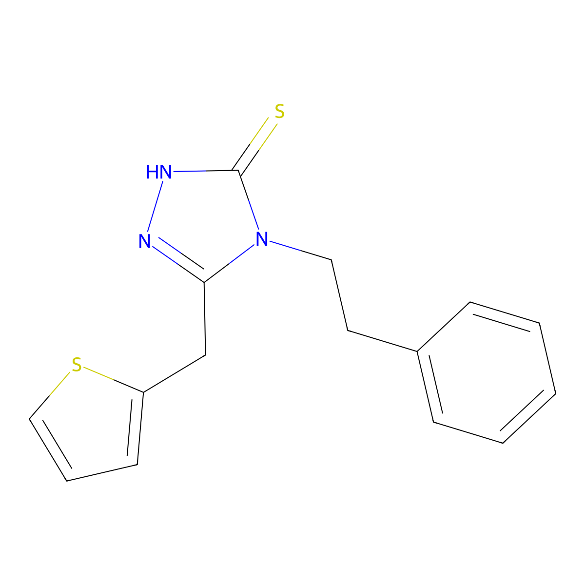 4-(2-phenylethyl)-5-(thiophen-2-ylmethyl)-4H-1,2,4-triazole-3-thiol molecular structure, CAS 522624-40-4