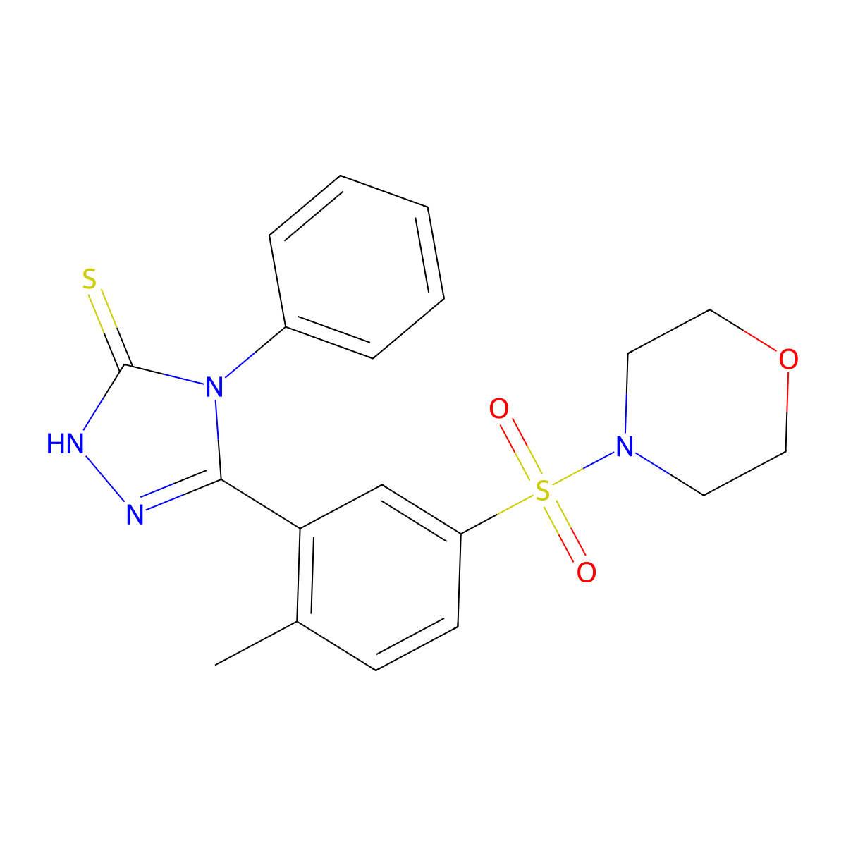 5-[2-methyl-5-(morpholine-4-sulfonyl)phenyl]-4-phenyl-4H-1,2,4-triazole-3-thiol molecular structure, CAS 522624-41-5