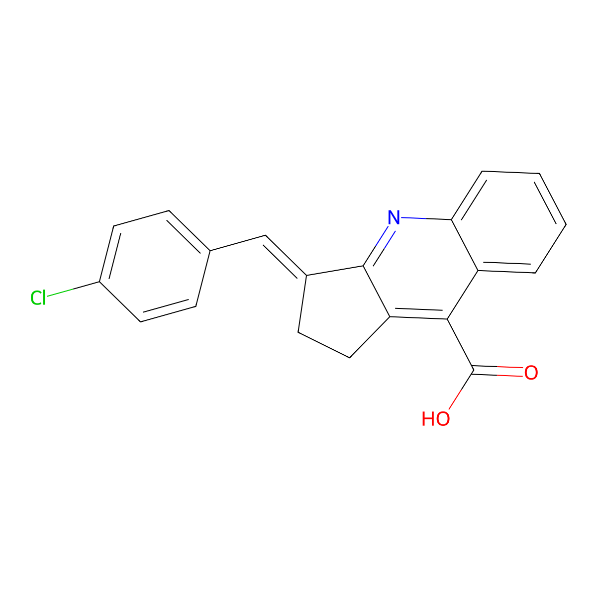 3-[(4-chlorophenyl)methylidene]-1H,2H,3H-cyclopenta[b]quinoline-9-carboxylic acid molecular structure, CAS 522624-46-0
