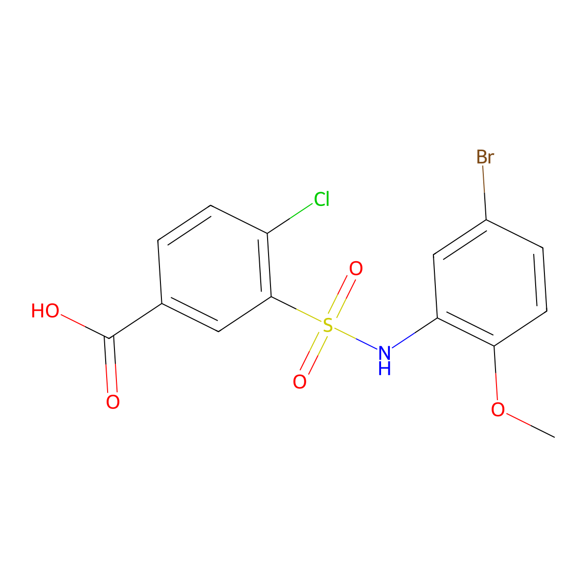 3-[(5-Bromo-2-methoxyphenyl)sulfamoyl]-4-chlorobenzoic acid molecular structure, CAS 522624-47-1