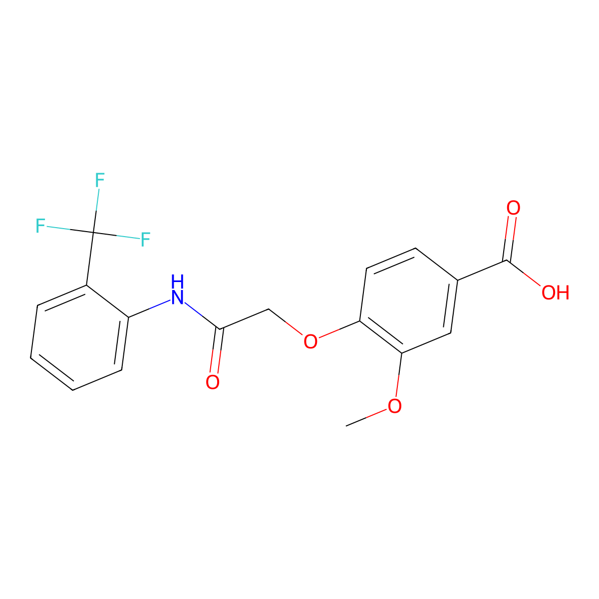 3-Methoxy-4-({[2-(trifluoromethyl)phenyl]carbamoyl}methoxy)benzoic acid molecular structure, CAS 522624-57-3