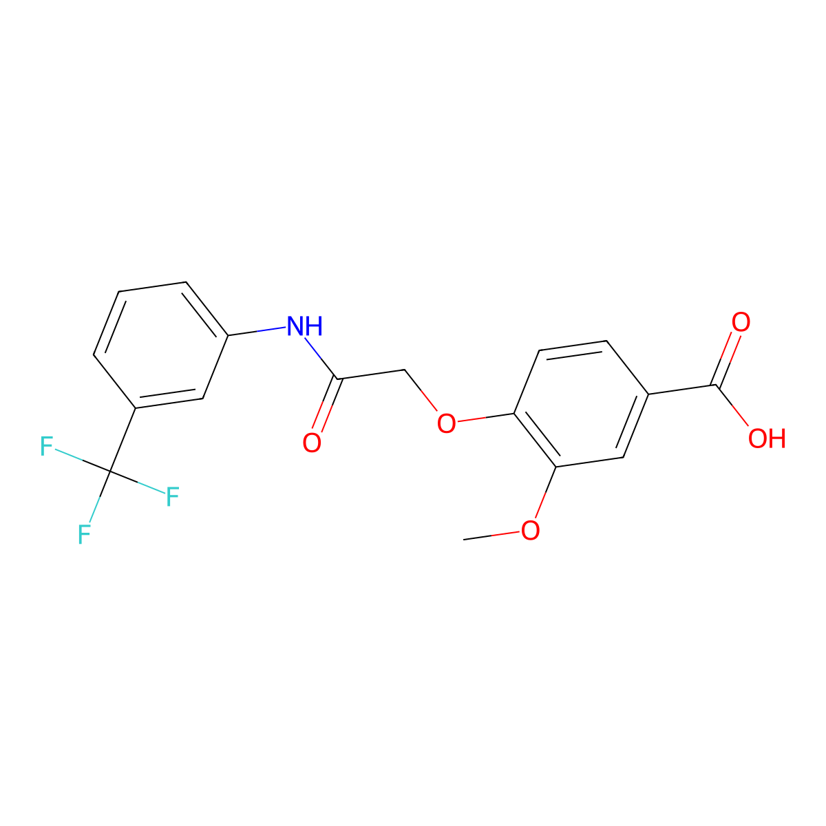 3-Methoxy-4-({[3-(trifluoromethyl)phenyl]carbamoyl}methoxy)benzoic acid molecular structure, CAS 522624-58-4