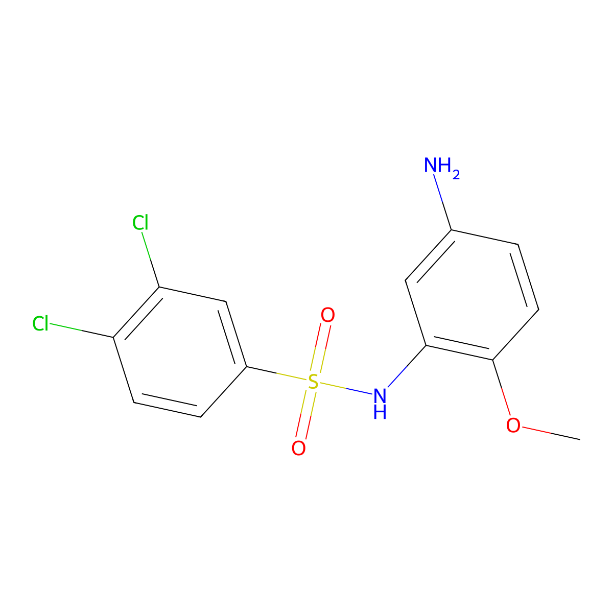 N-(5-amino-2-methoxyphenyl)-3,4-dichlorobenzene-1-sulfonamide molecular structure, CAS 522624-60-8