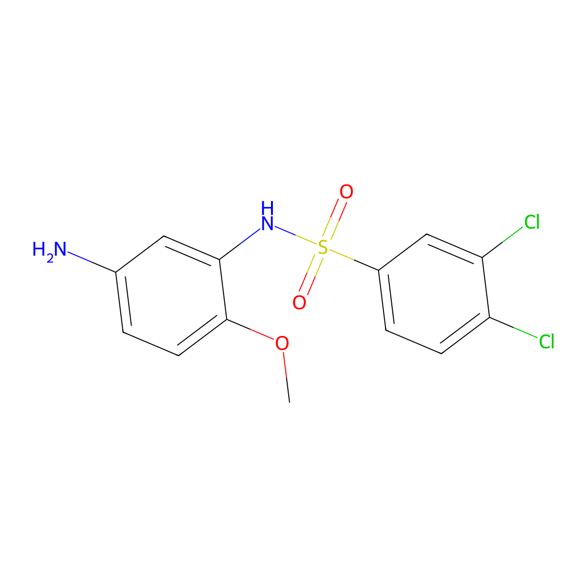 N-(5-amino-2-methoxyphenyl)-3,4-dichlorobenzene-1-sulfonamide molecular structure, CAS 522624-60-8
