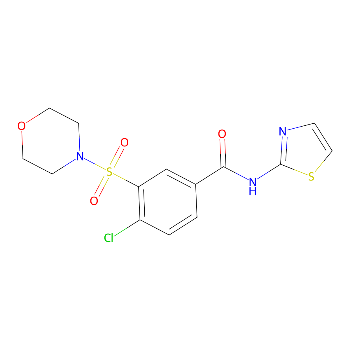 4-chloro-3-morpholin-4-ylsulfonyl-N-(1,3-thiazol-2-yl)benzamide molecular structure, CAS 522624-87-9