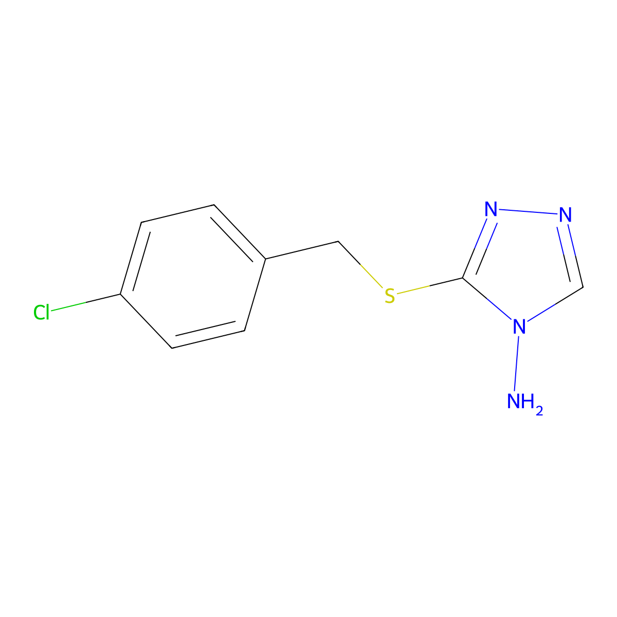 3-(((4-chlorophenyl)methyl)sulfanyl)-4H-1,2,4-triazol-4-amine molecular structure, CAS 522626-00-2