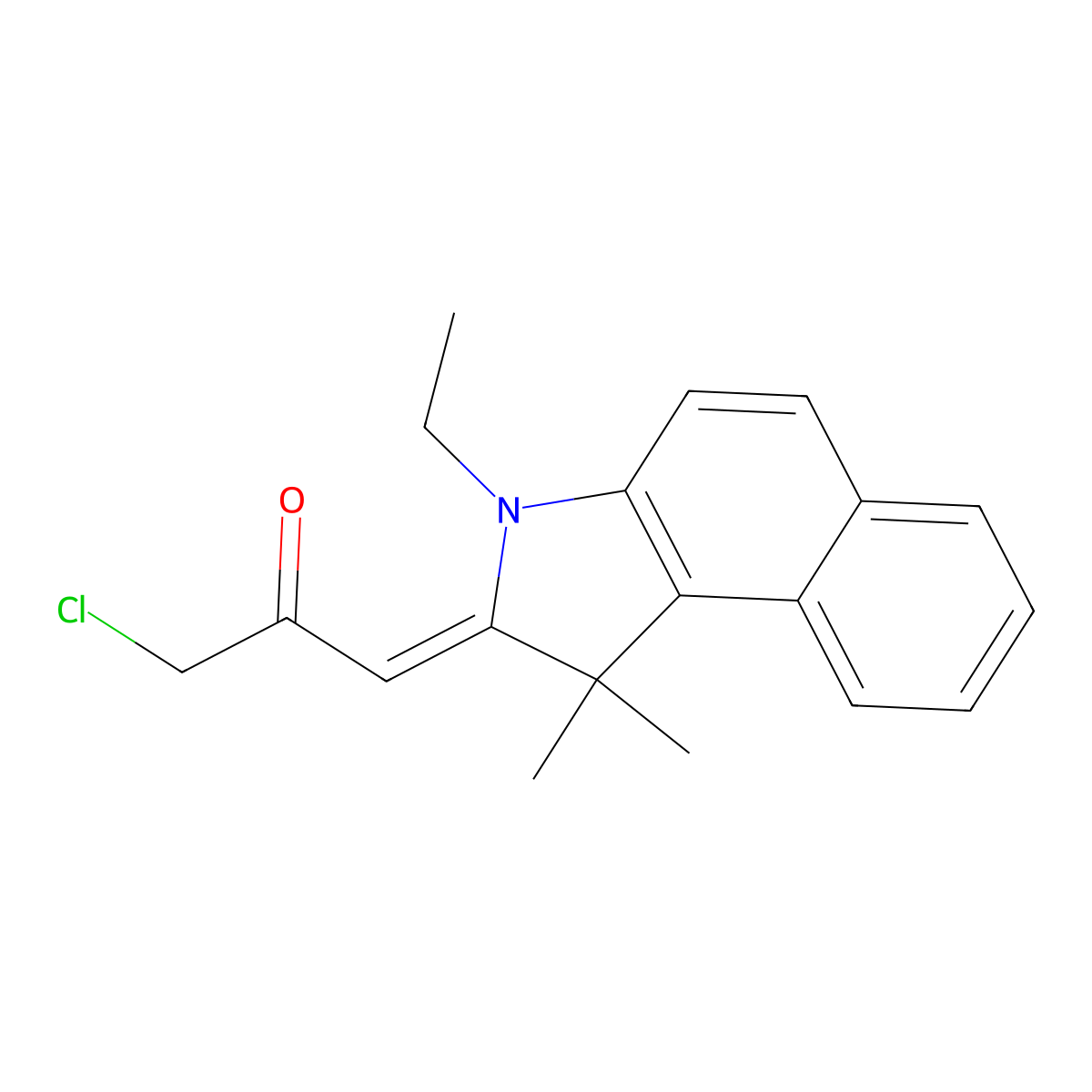 1-Chloro-3-(3-ethyl-1,1-dimethylbenzo[e]indol-2-ylidene)propan-2-one molecular structure, CAS 522628-47-3
