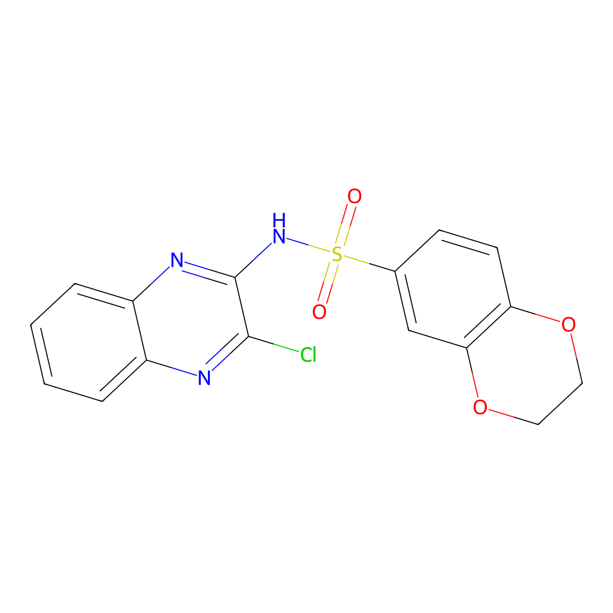 N-(3-chloroquinoxalin-2-yl)-2,3-dihydro-1,4-benzodioxine-6-sulfonamide molecular structure, CAS 522628-94-0