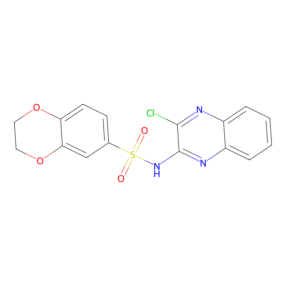N-(3-chloroquinoxalin-2-yl)-2,3-dihydro-1,4-benzodioxine-6-sulfonamide molecular structure, CAS 522628-94-0