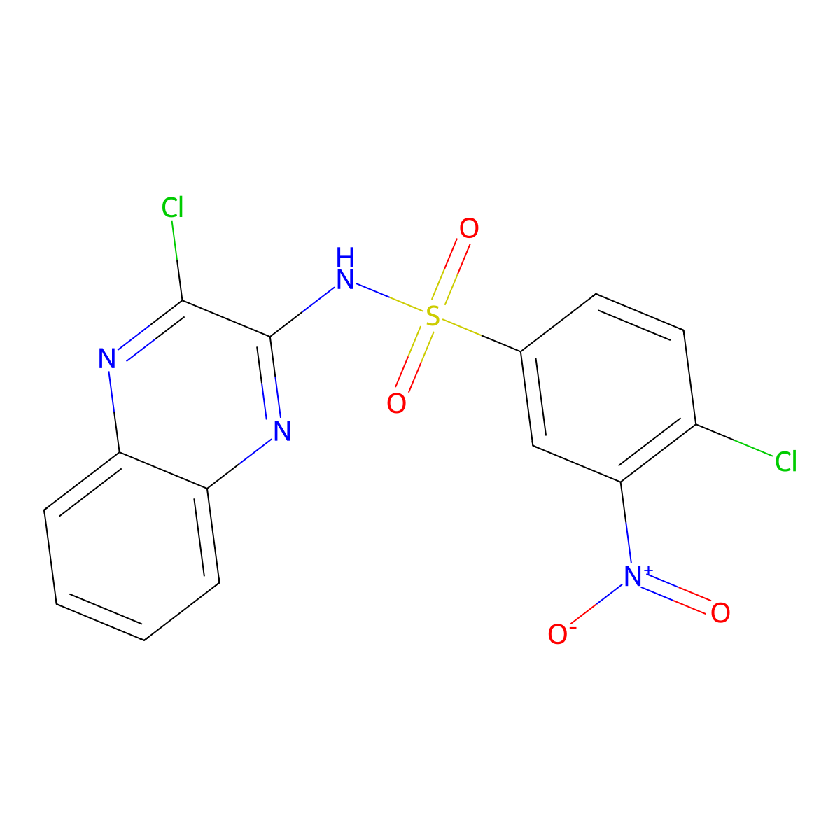 4-chloro-N-(3-chloroquinoxalin-2-yl)-3-nitrobenzene-1-sulfonamide molecular structure, CAS 522628-96-2