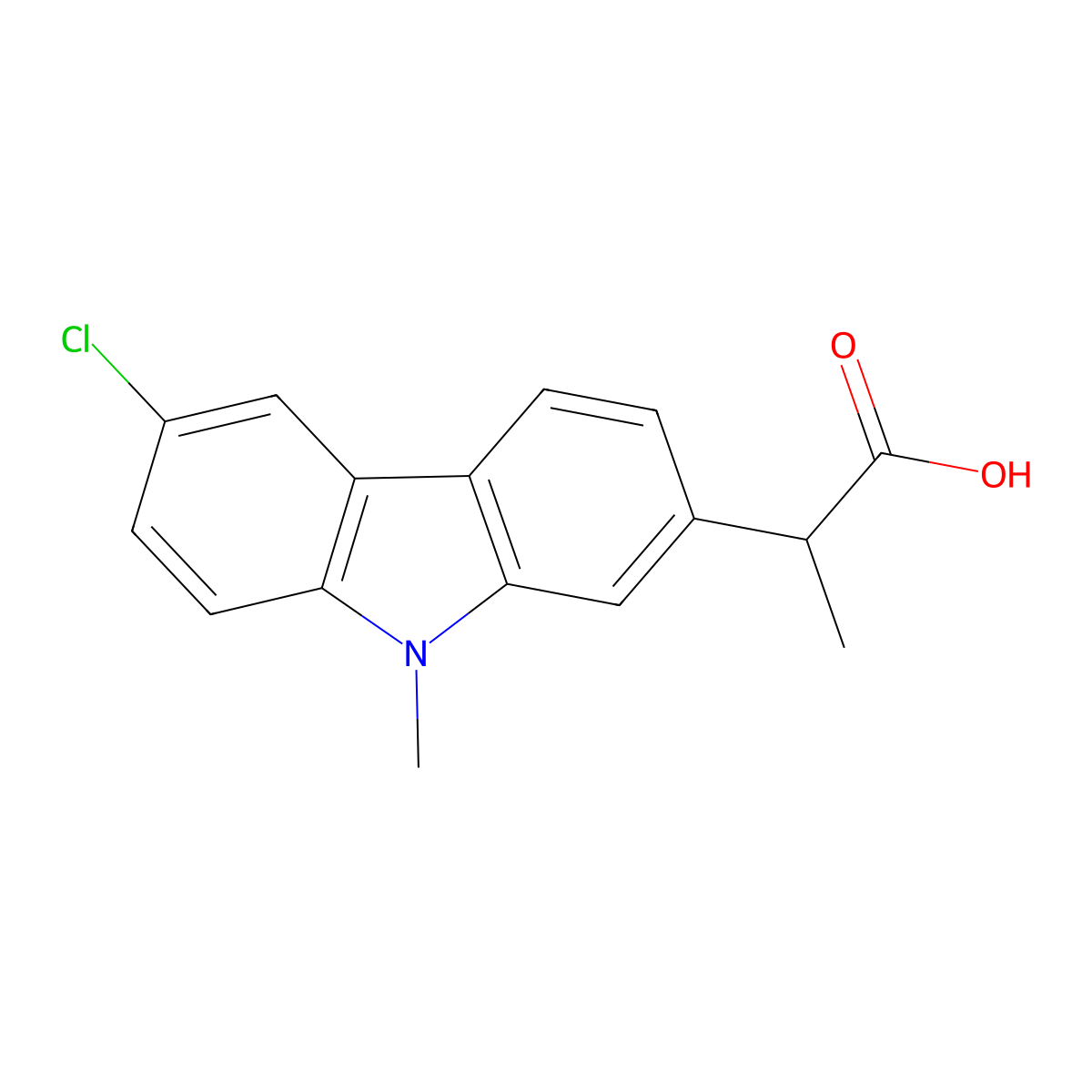 2-(6-chloro-9-methyl-9H-carbazol-2-yl)propanoic acid molecular structure, CAS 52263-56-6