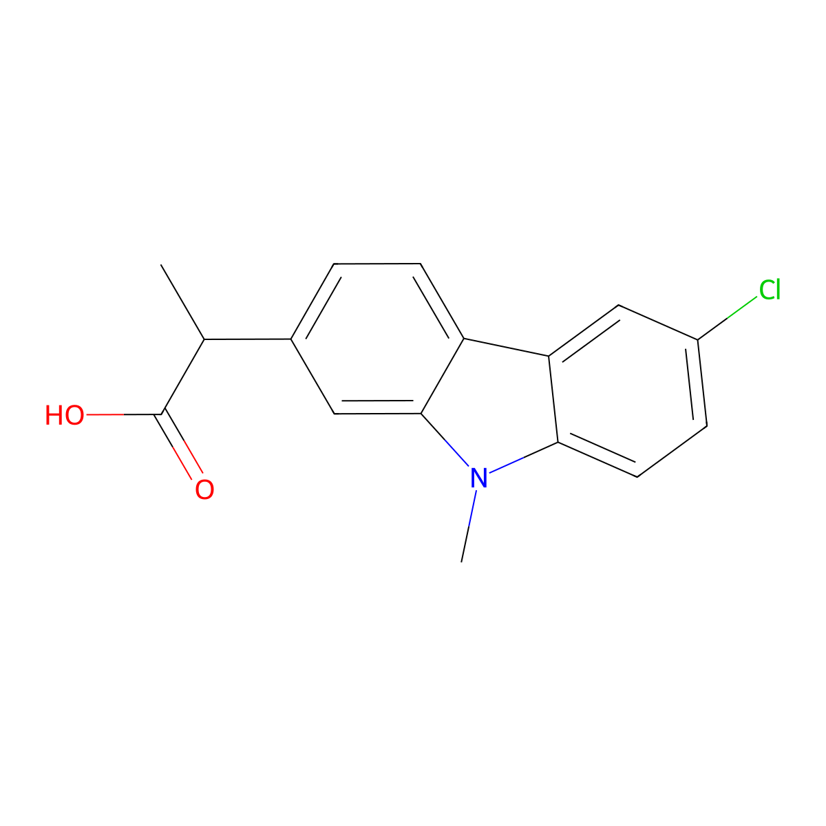 2-(6-chloro-9-methyl-9H-carbazol-2-yl)propanoic acid molecular structure, CAS 52263-56-6