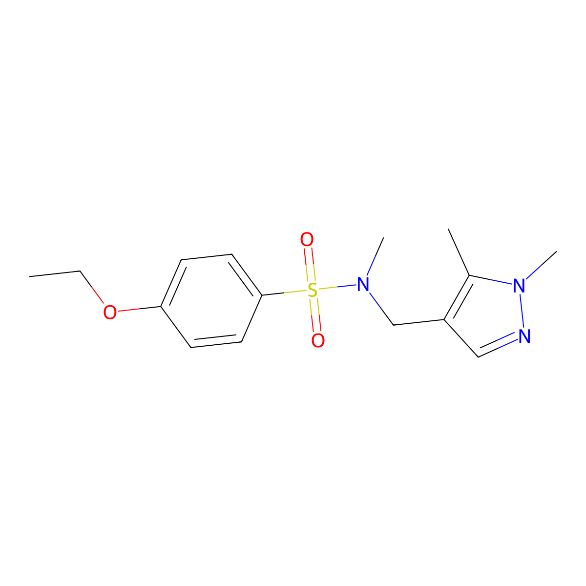 N-[(1,5-dimethylpyrazol-4-yl)methyl]-4-ethoxy-N-methylbenzenesulfonamide molecular structure, CAS 522635-21-8