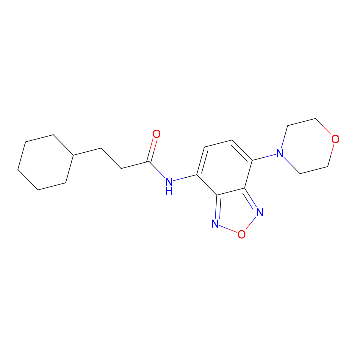 3-cyclohexyl-N-(4-morpholin-4-yl-2,1,3-benzoxadiazol-7-yl)propanamide molecular structure, CAS 522636-51-7
