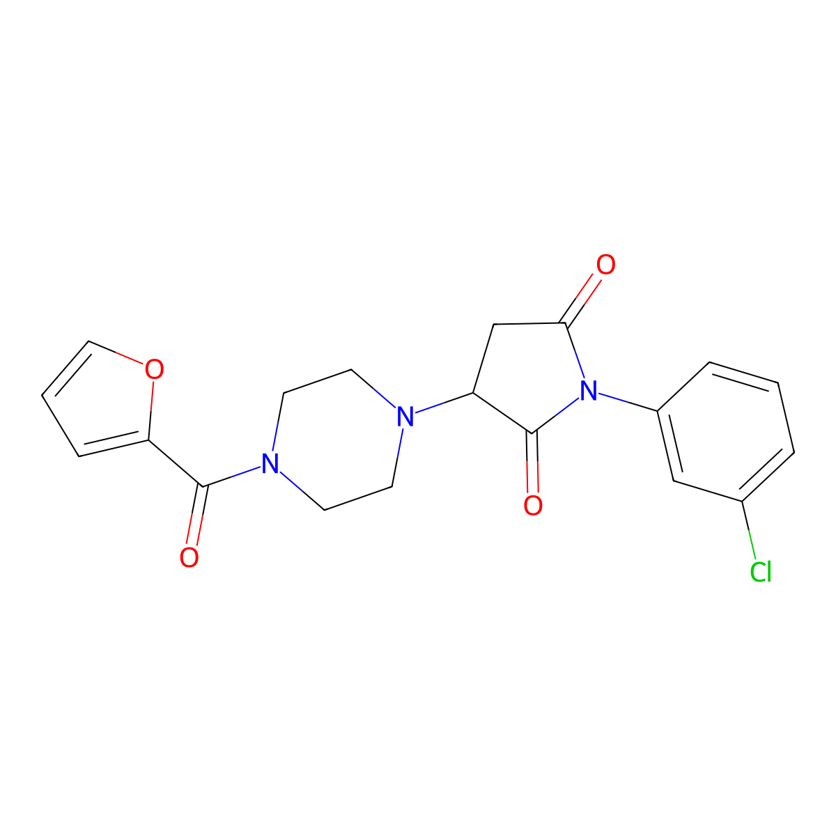 1-(3-Chlorophenyl)-3-[4-(furan-2-carbonyl)piperazin-1-yl]pyrrolidine-2,5-dione molecular structure, CAS 522637-01-0