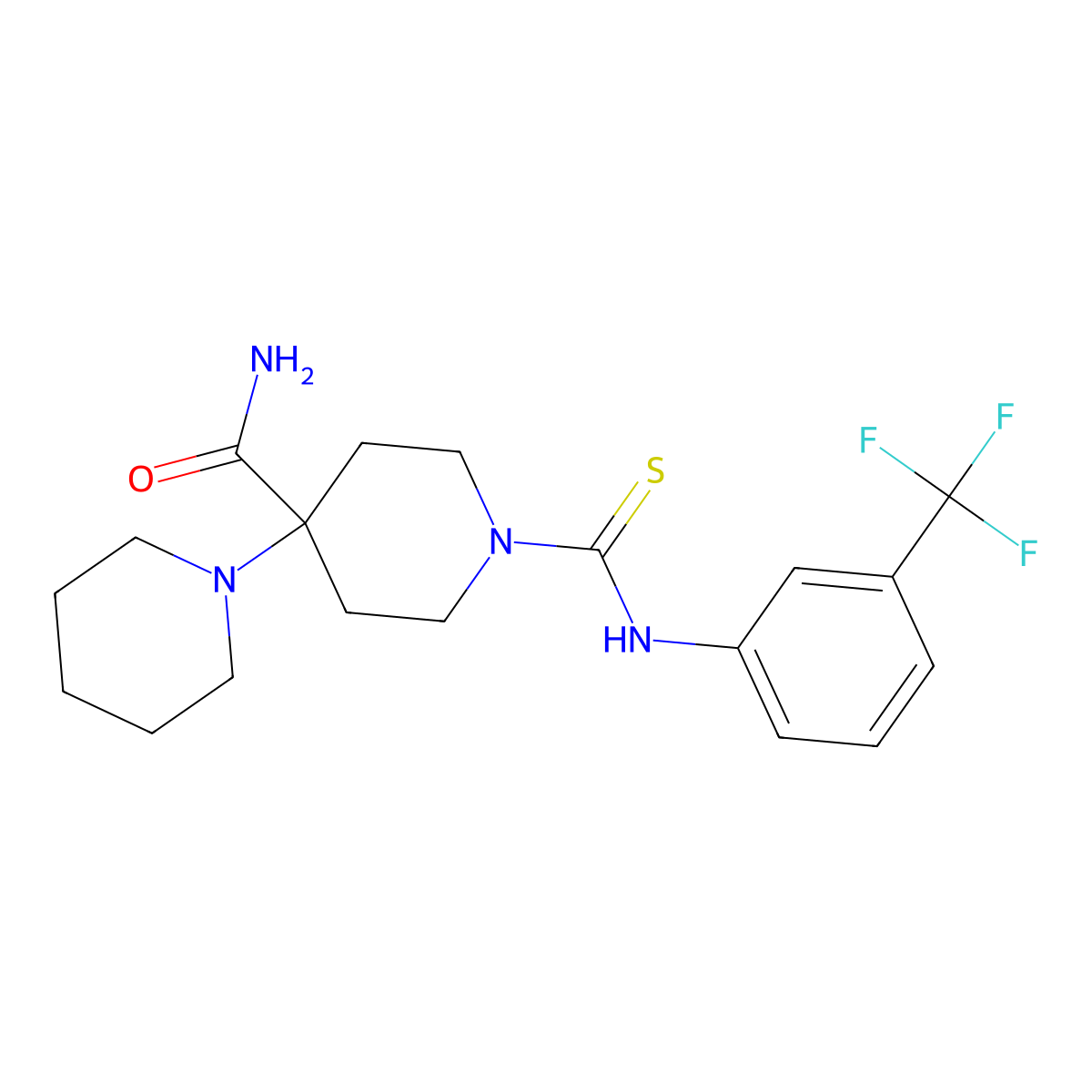 4-Piperidin-1-yl-1-[[3-(trifluoromethyl)phenyl]carbamothioyl]piperidine-4-carboxamide molecular structure, CAS 522637-06-5