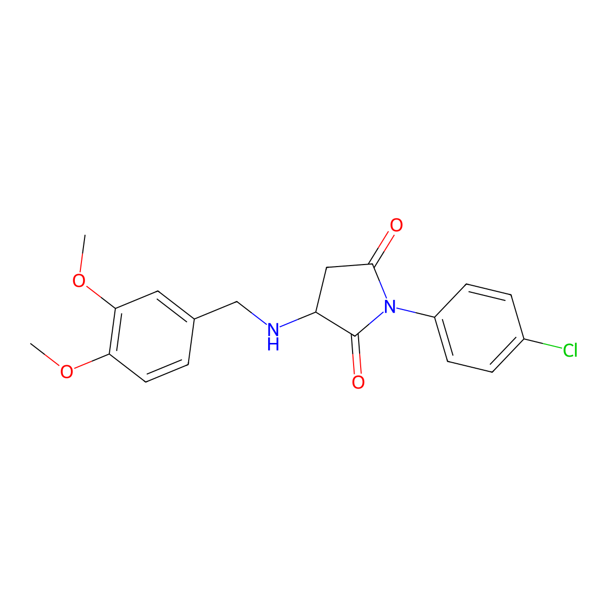 1-(4-Chlorophenyl)-3-[(3,4-dimethoxybenzyl)amino]pyrrolidine-2,5-dione molecular structure, CAS 522637-15-6