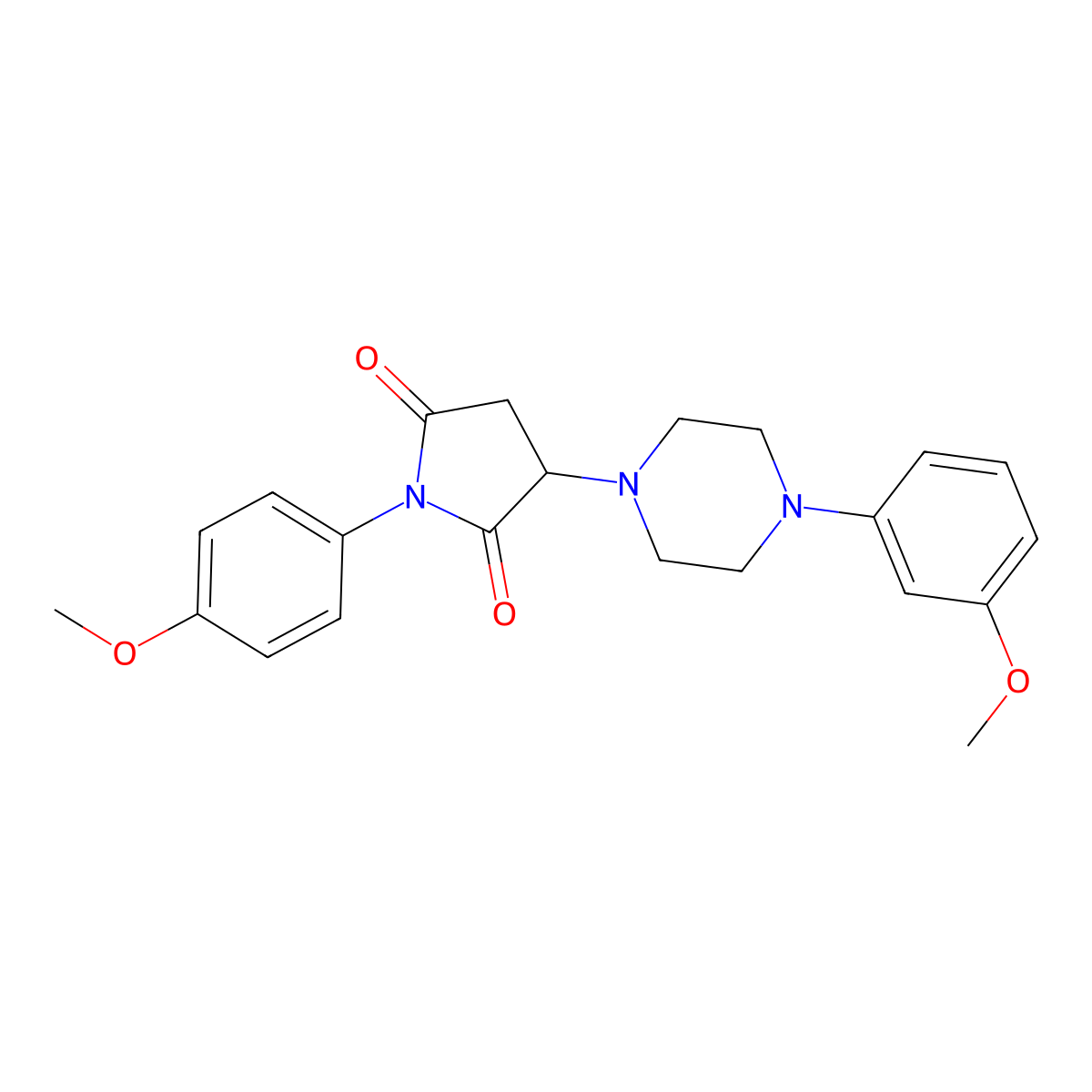 1-(4-Methoxyphenyl)-3-[4-(3-methoxyphenyl)piperazin-1-yl]pyrrolidine-2,5-dione molecular structure, CAS 522637-27-0