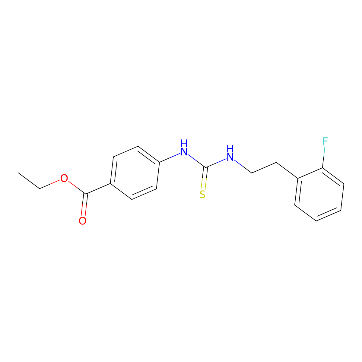 Ethyl 4-({[2-(2-fluorophenyl)ethyl]carbamothioyl}amino)benzoate molecular structure, CAS 522637-34-9