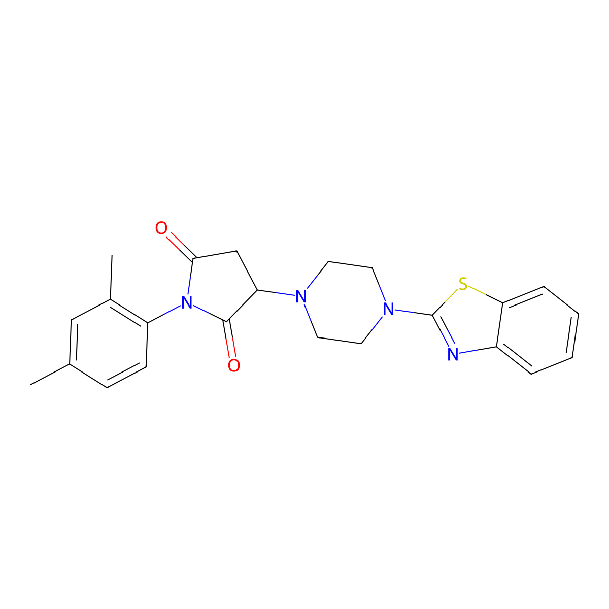 3-[4-(1,3-Benzothiazol-2-yl)piperazin-1-yl]-1-(2,4-dimethylphenyl)pyrrolidine-2,5-dione molecular structure, CAS 522637-43-0