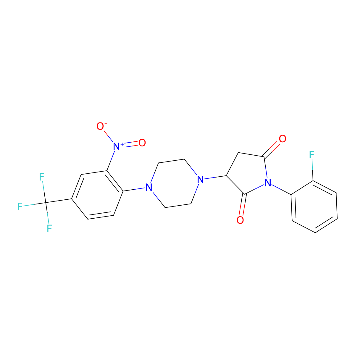 1-(2-Fluorophenyl)-3-{4-[2-nitro-4-(trifluoromethyl)phenyl]piperazin-1-yl}pyrrolidine-2,5-dione molecular structure, CAS 522637-74-7