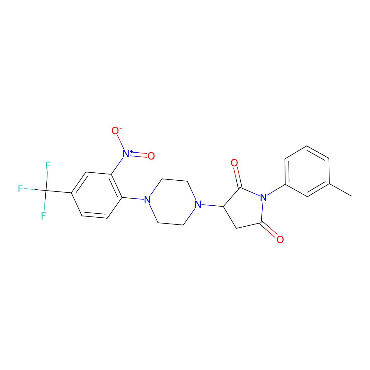 1-(3-Methylphenyl)-3-{4-[2-nitro-4-(trifluoromethyl)phenyl]piperazin-1-yl}pyrrolidine-2,5-dione molecular structure, CAS 522637-75-8