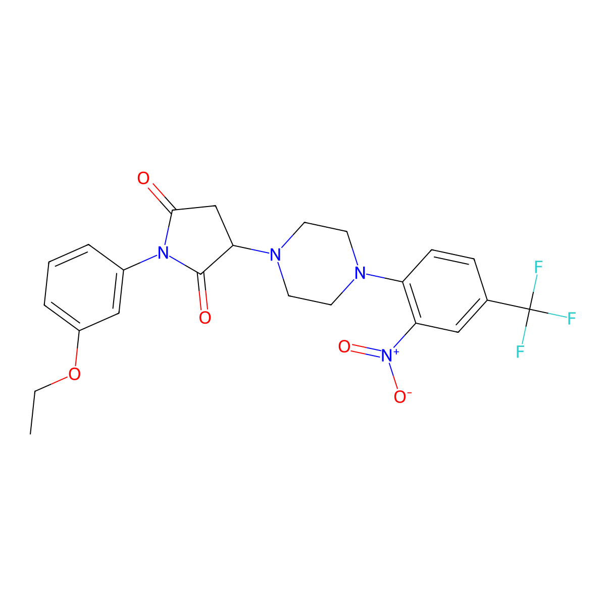 1-(3-Ethoxyphenyl)-3-{4-[2-nitro-4-(trifluoromethyl)phenyl]piperazin-1-yl}pyrrolidine-2,5-dione molecular structure, CAS 522637-76-9