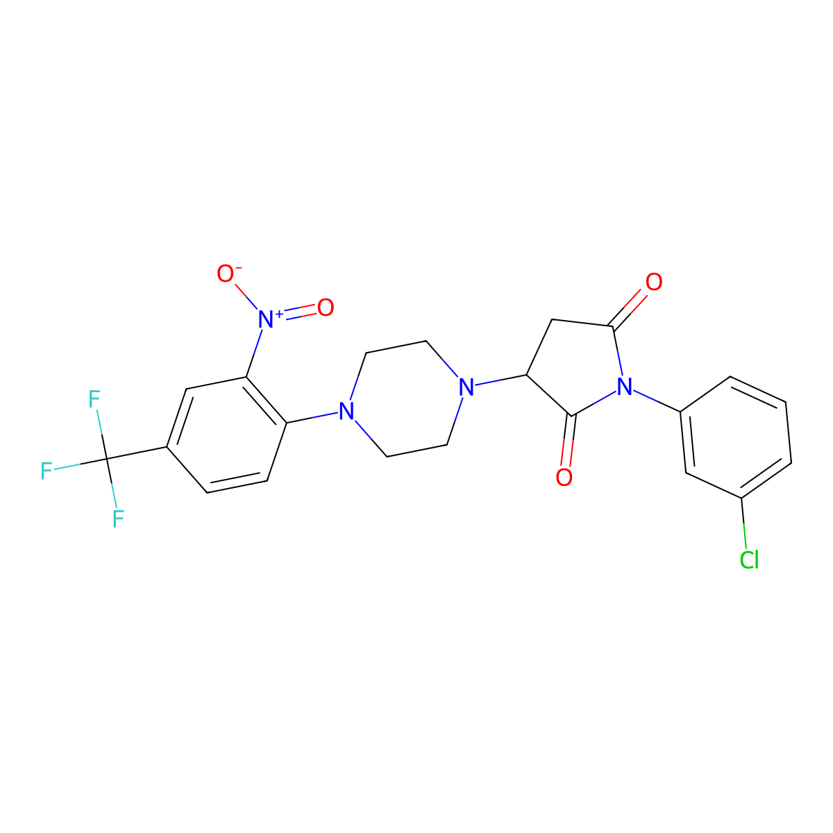 1-(3-Chlorophenyl)-3-{4-[2-nitro-4-(trifluoromethyl)phenyl]piperazin-1-yl}pyrrolidine-2,5-dione molecular structure, CAS 522637-78-1