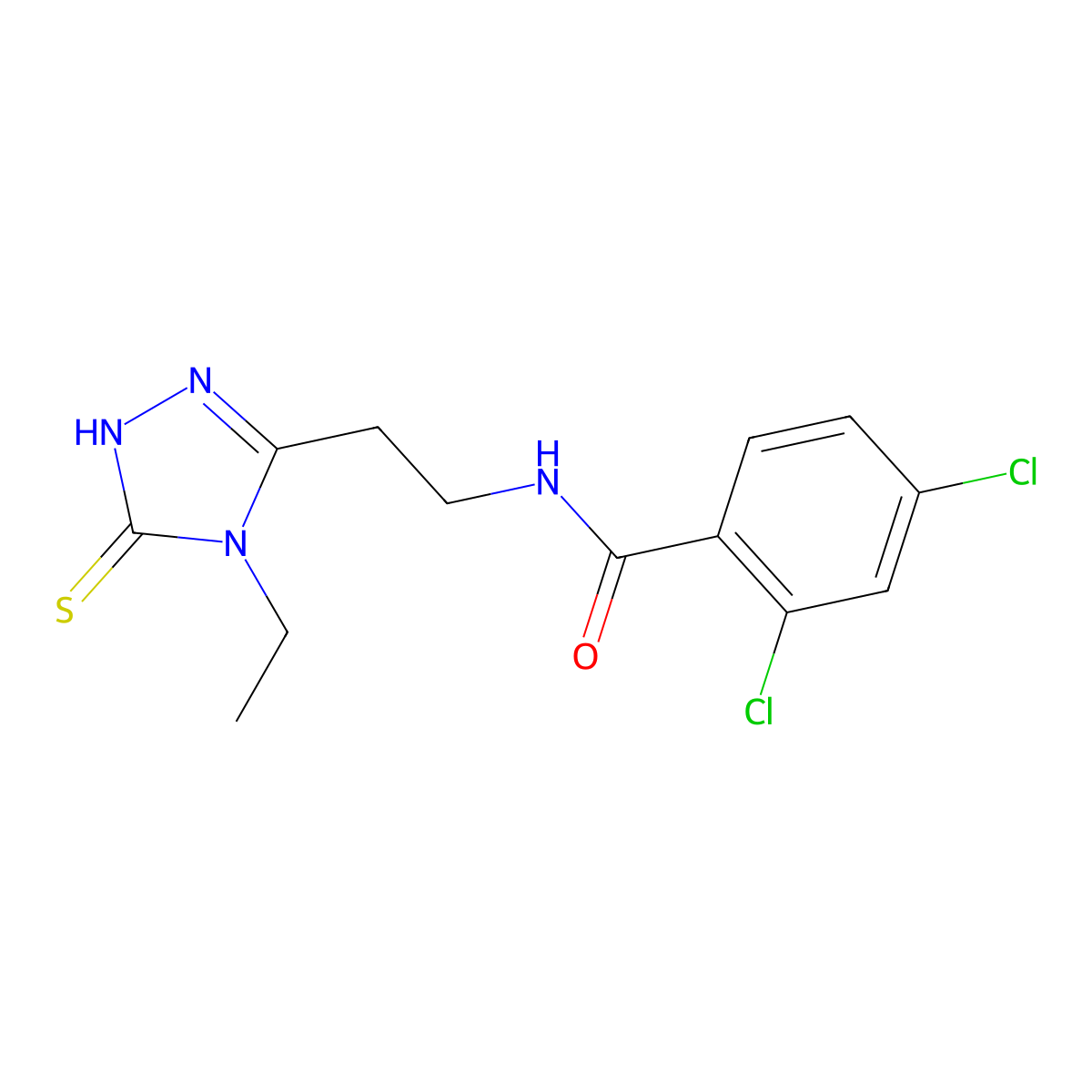2,4-dichloro-N-[2-(4-ethyl-5-sulfanyl-4H-1,2,4-triazol-3-yl)ethyl]benzamide molecular structure, CAS 522637-83-8