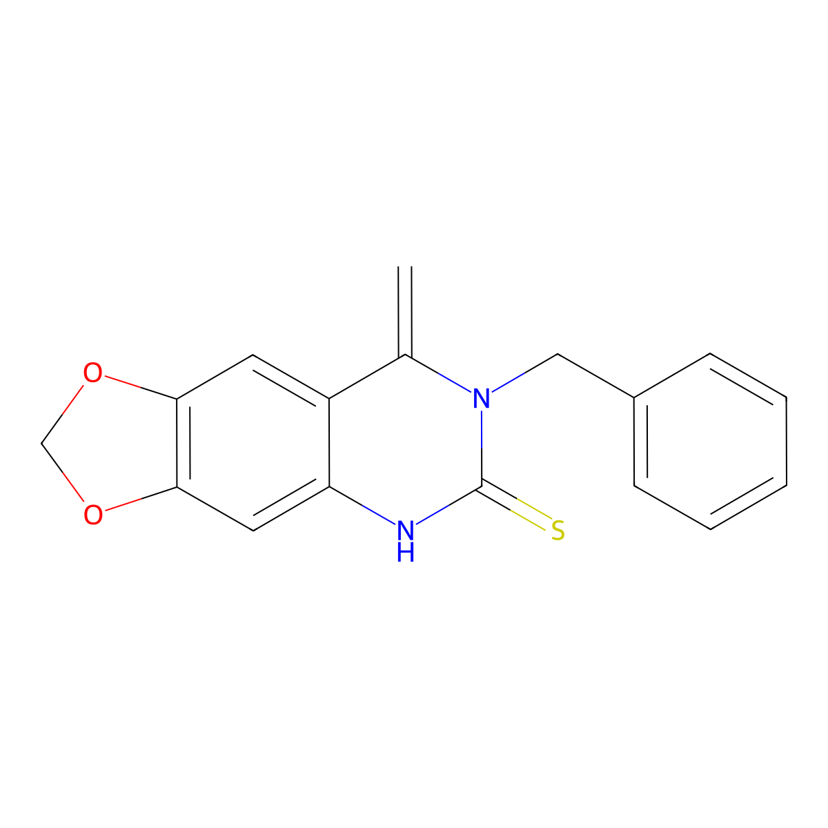 8-methylene-7-(phenylmethyl)-5H-[1,3]dioxolo[4,5-g]quinazoline-6-thione molecular structure, CAS 522637-90-7