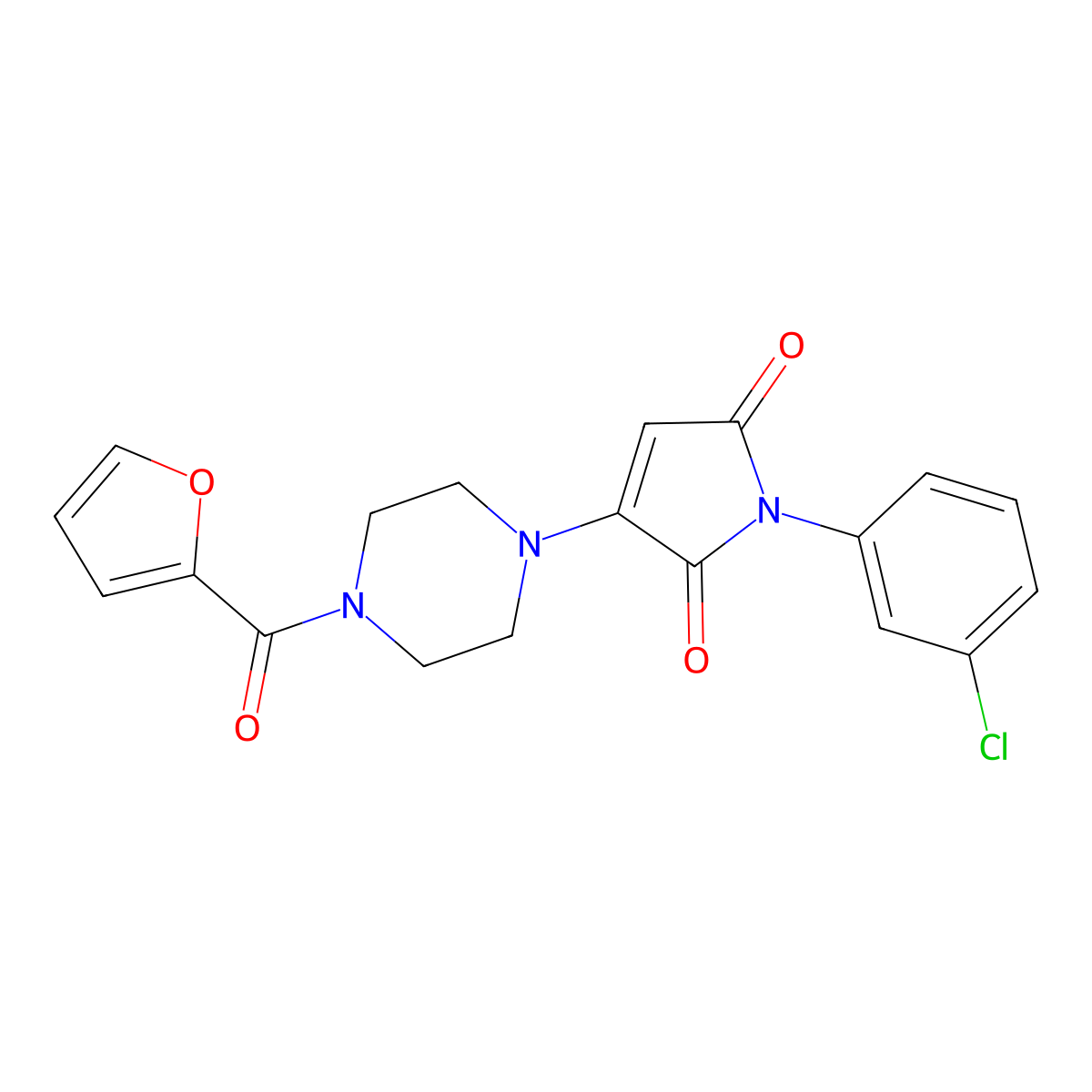 1-(3-Chlorophenyl)-3-[4-(furan-2-carbonyl)piperazin-1-yl]pyrrole-2,5-dione molecular structure, CAS 522638-00-2
