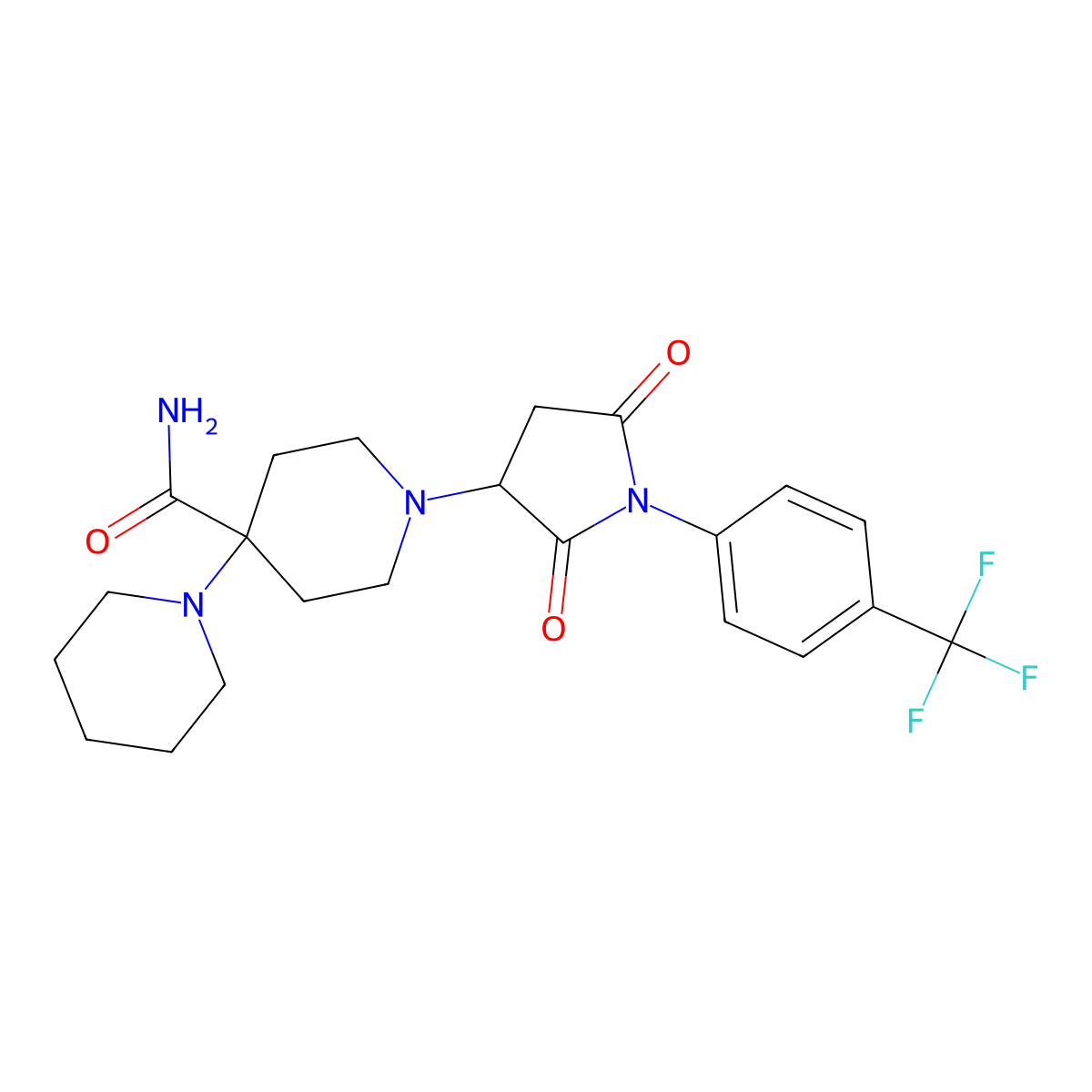 1-[2,5-Dioxo-1-[4-(trifluoromethyl)phenyl]pyrrolidin-3-yl]-4-piperidin-1-ylpiperidine-4-carboxamide molecular structure, CAS 522638-07-9