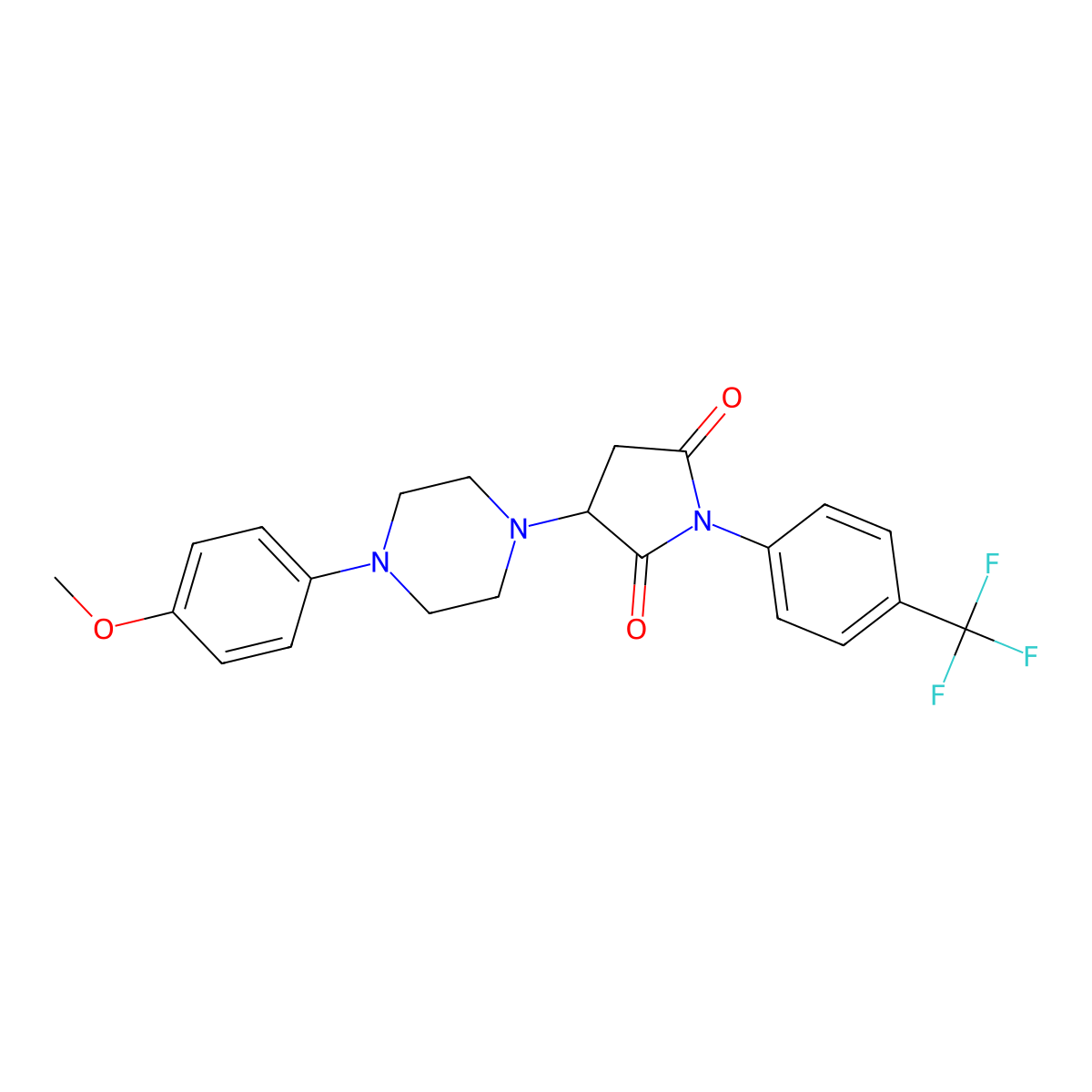 3-[4-(4-Methoxyphenyl)piperazin-1-yl]-1-[4-(trifluoromethyl)phenyl]pyrrolidine-2,5-dione molecular structure, CAS 522638-08-0